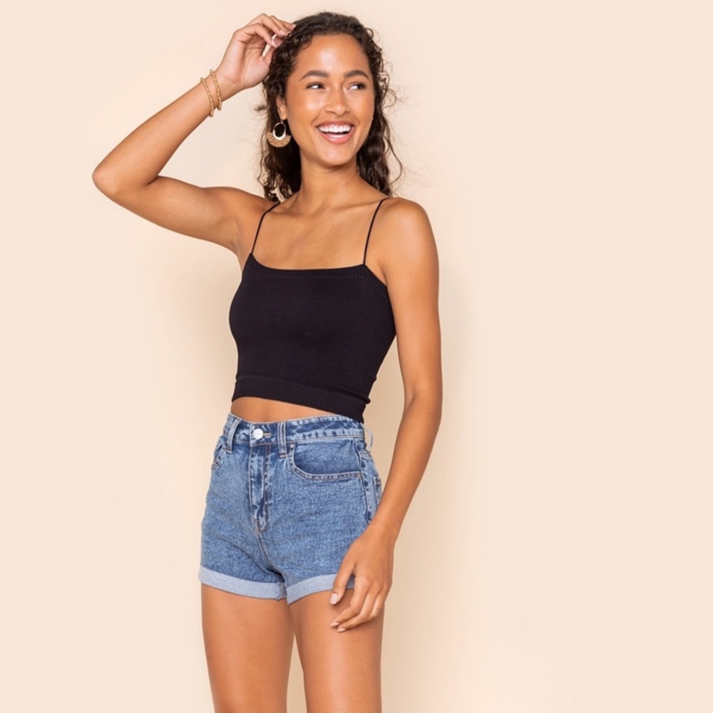 Women's Cropped Ribbed Cami Tank - Picture 2 of 6